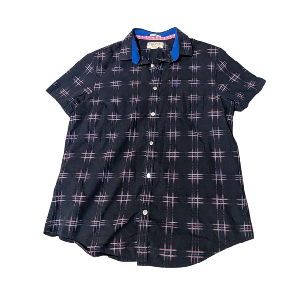 Original Penguin Shirt Button Up Short Sleeve Navy Cotton Preppy Large - Picture 1 of 6